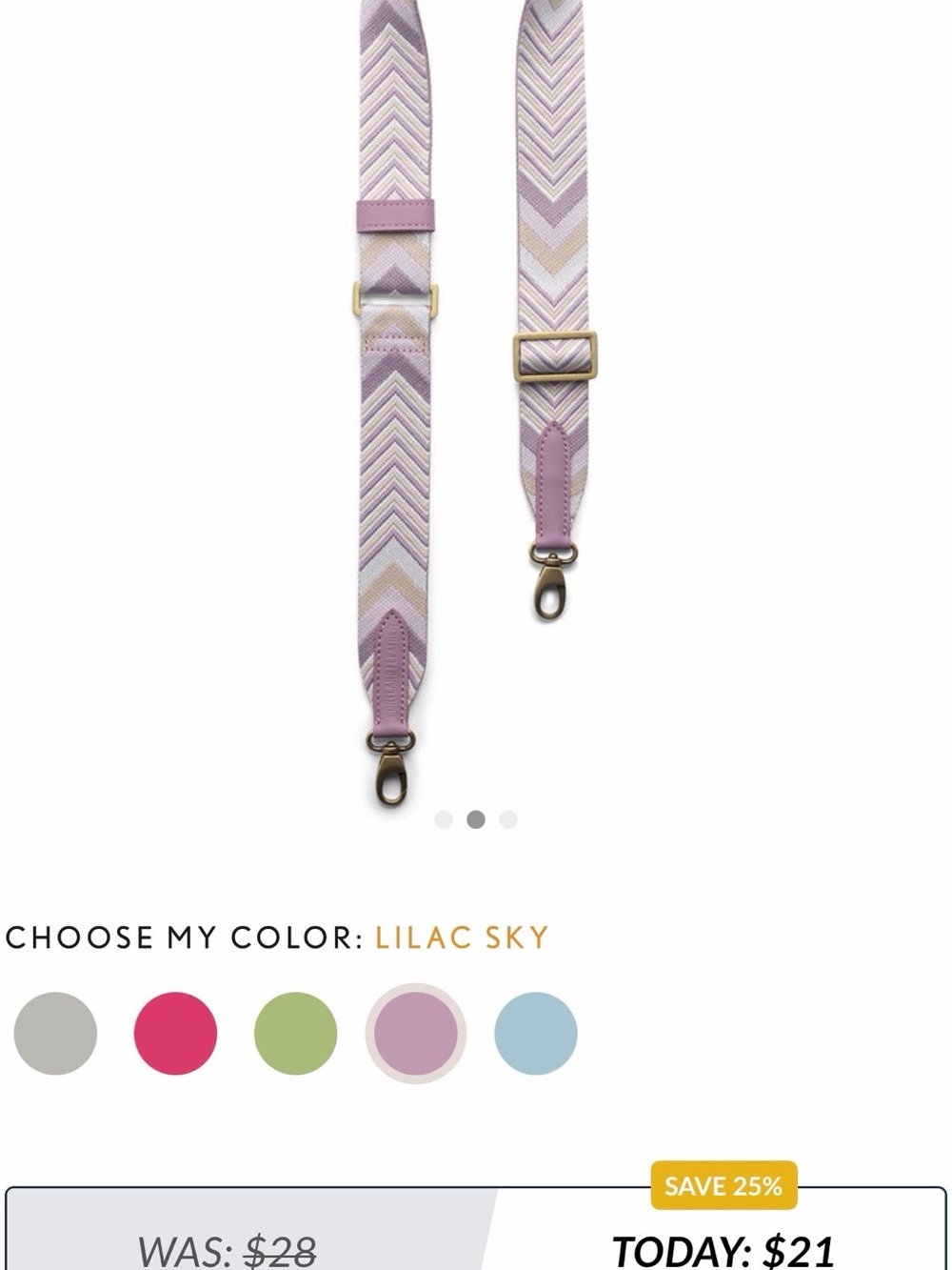 Portland Leather Adjustable Chevron Strap in Lilac Sky - Picture 3 of 4